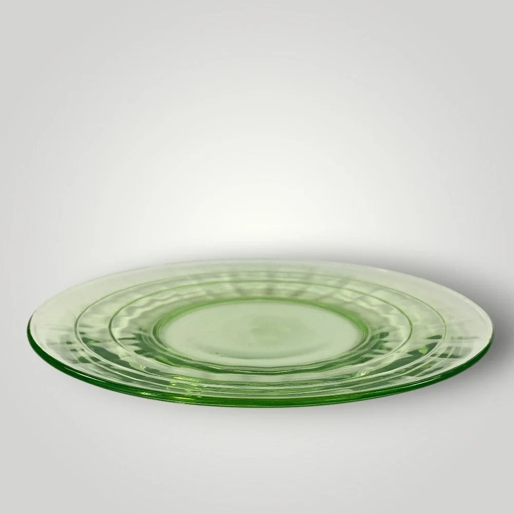 Anchor‎ Hocking Block Optic Green Plate Depression Glass 1930s